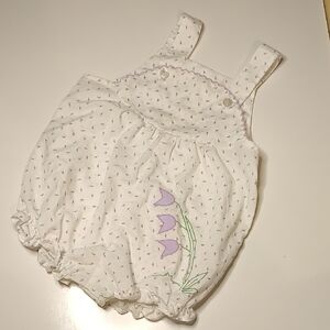 Vintage Baby Toddler Jumper Lily of Valley Floral Onesie overalls